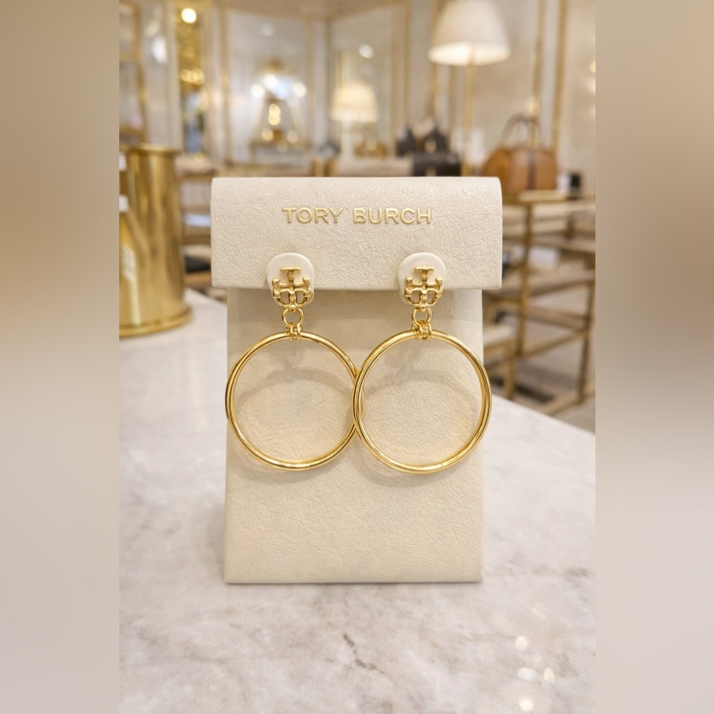 Tory Burch Gold and Cream Statement Earrings